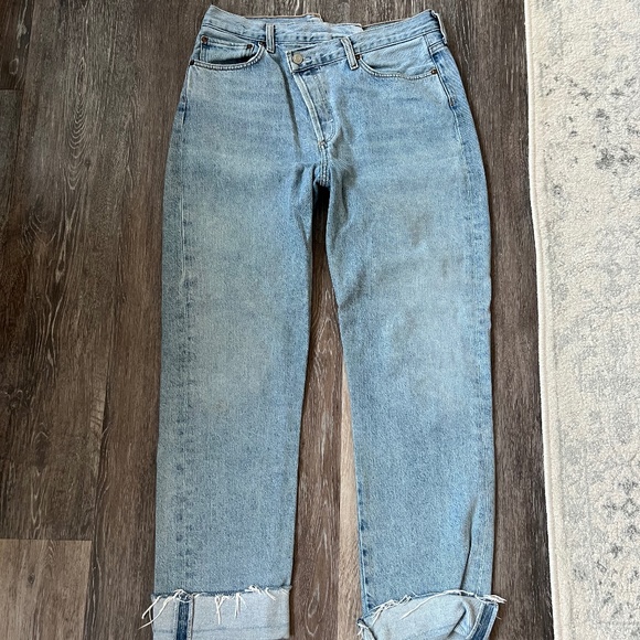 Agolde | Asymmetrical Cross Button Straight Leg Denim Jeans, Size 29 - Picture 1 of 7